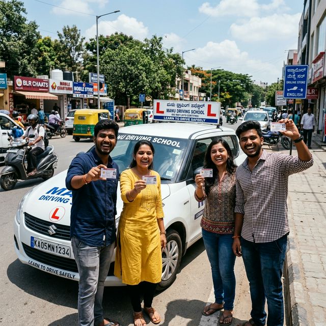 Happy students at Manu Driving School East Bangalore